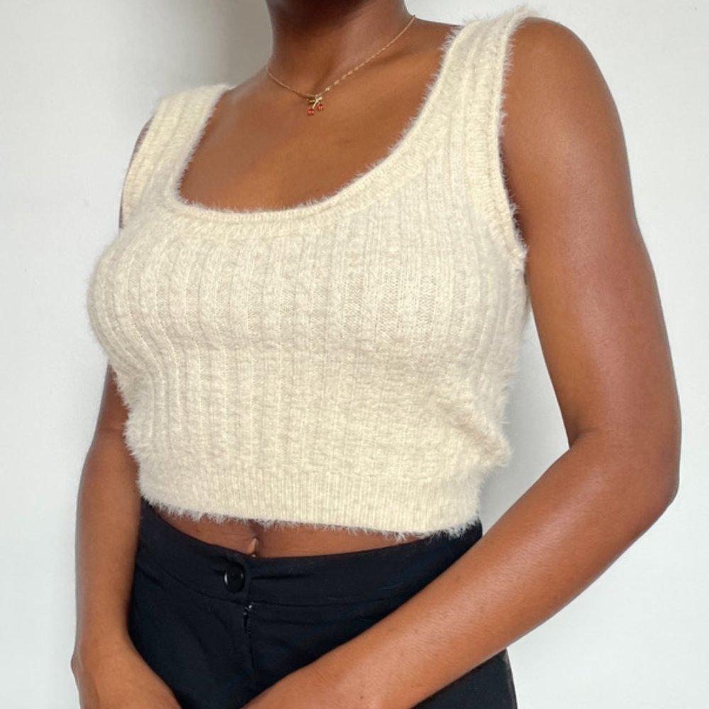 Fuzzy Cropped Loungewear Tank